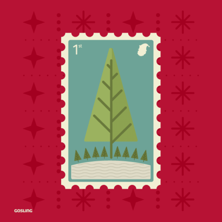 Christmas stamp animated gif, designed by Gosling